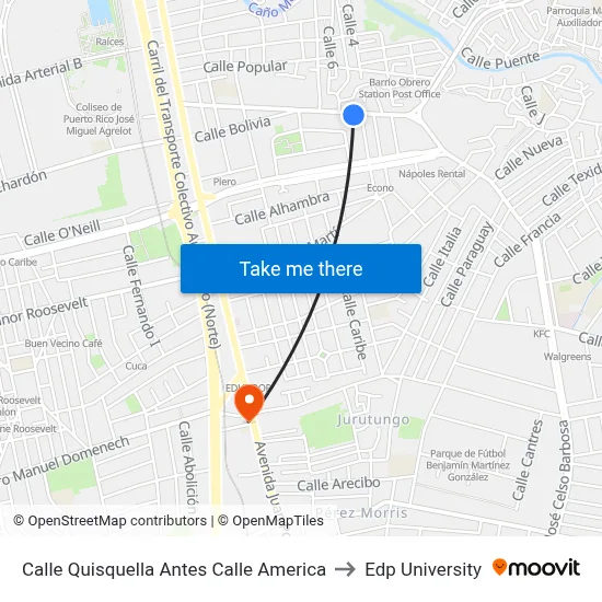 Calle Quisquella Antes Calle America to Edp University map