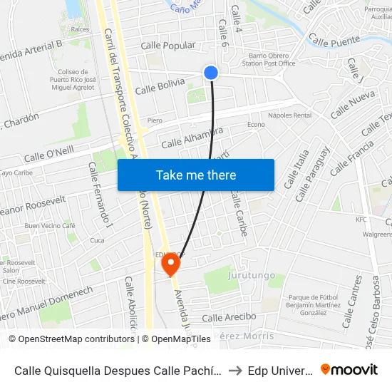 Calle Quisquella Despues Calle Pachín Maín to Edp University map