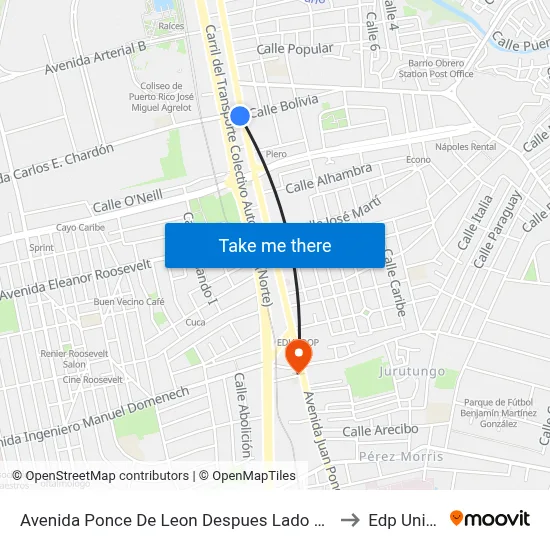Avenida Ponce De Leon Despues Lado Opuesto Calle Bolivia to Edp University map