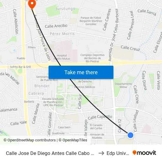 Calle Jose De Diego Antes Calle Cabo Maximo Alomar to Edp University map