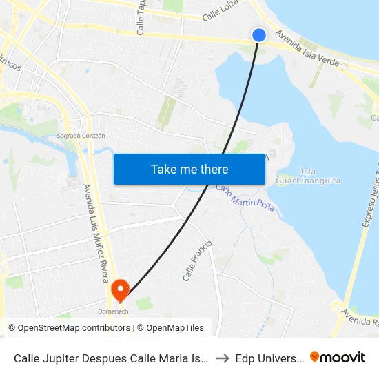 Calle Jupiter Despues Calle Maria Isabel to Edp University map