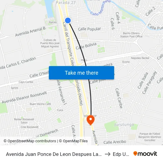 Avenida Juan Ponce De Leon Despues Lado Opuesto Calle Santiago Iglesia to Edp University map