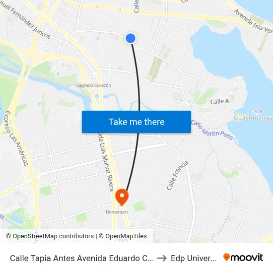 Calle Tapia Antes Avenida Eduardo Conde to Edp University map