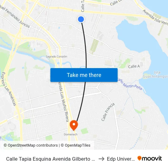 Calle Tapia Esquina Avenida Gilberto Monroig to Edp University map