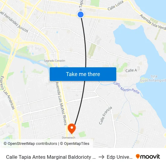 Calle Tapia Antes Marginal Baldorioty De Castro to Edp University map