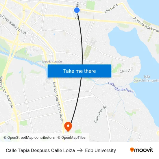 Calle Tapia Despues Calle Loiza to Edp University map