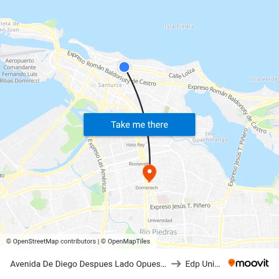 Avenida De Diego Despues Lado Opuesto Calle Las Maria to Edp University map