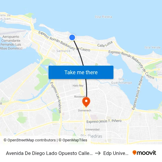 Avenida De Diego Lado Opuesto Calle Maribel to Edp University map
