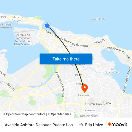 Avenida Ashford Despues Puente Los Hermanos to Edp University map