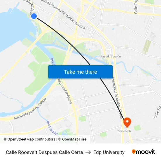 Calle Roosvelt Despues Calle Cerra to Edp University map