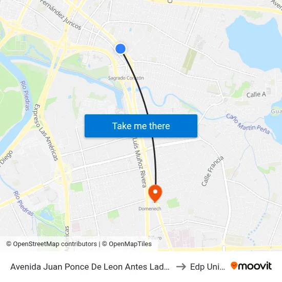 Avenida Juan Ponce De Leon  Antes Lado Opuesto Calle Bouret to Edp University map