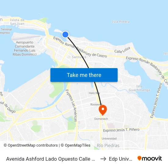 Avenida Ashford Lado Opuesto Calle Barranquitas to Edp University map