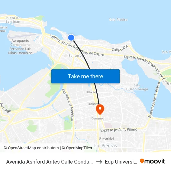 Avenida Ashford Antes Calle Condado to Edp University map