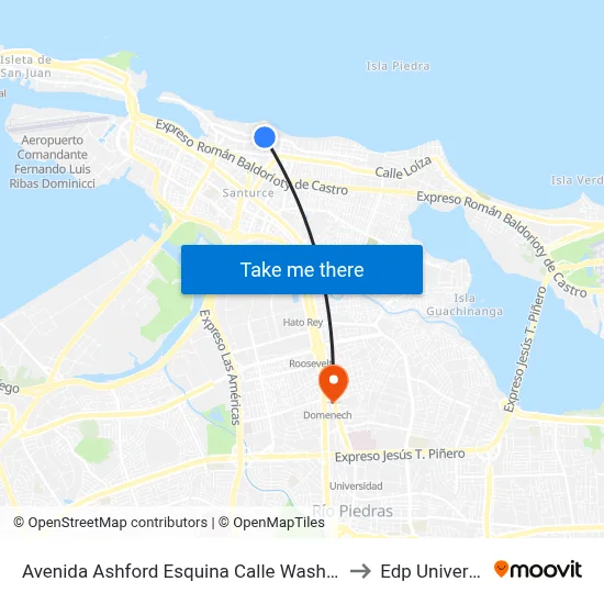 Avenida Ashford Esquina Calle Washington to Edp University map