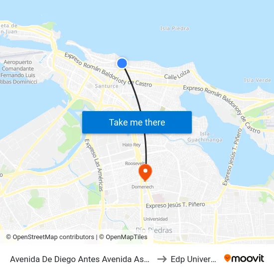 Avenida De Diego Antes Avenida Ashford to Edp University map