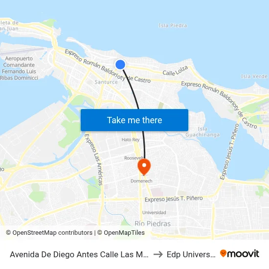 Avenida De Diego Antes Calle Las Maria to Edp University map