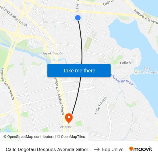 Calle Degetau Despues Avenida Gilberto Monroig to Edp University map