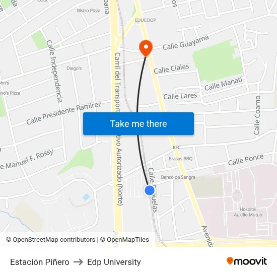 Estación Piñero to Edp University map