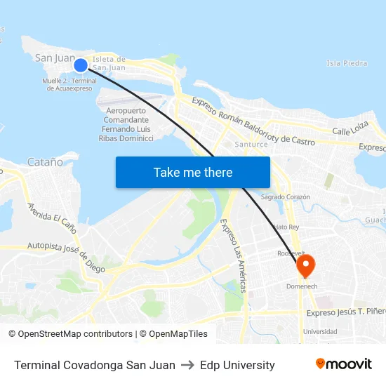 Terminal Covadonga San Juan to Edp University map