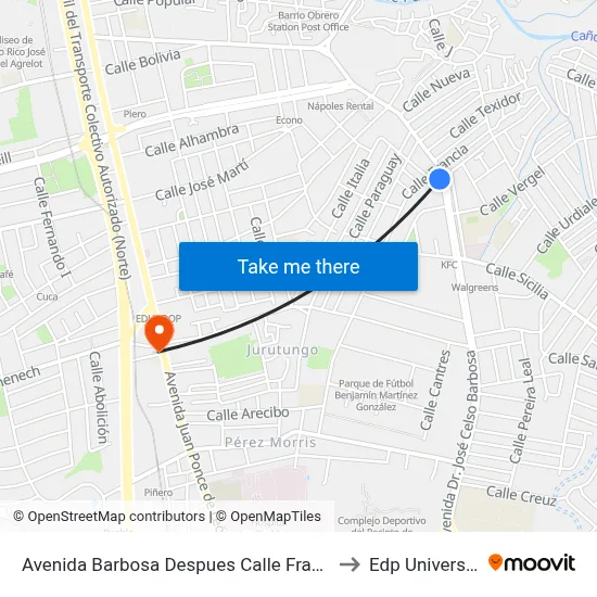 Avenida Barbosa Despues Calle Francia to Edp University map