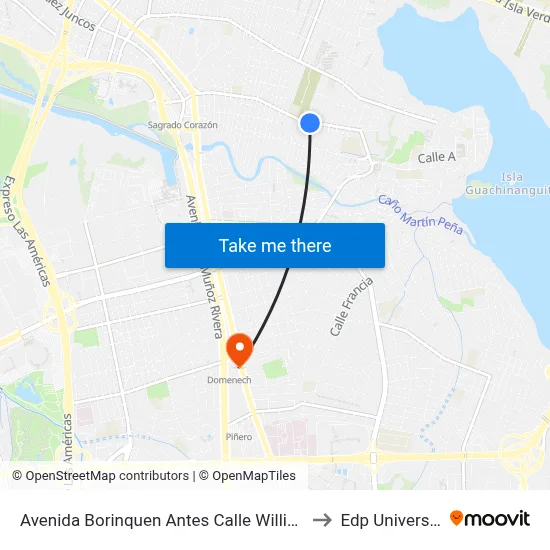 Avenida Borinquen Antes Calle Williams to Edp University map