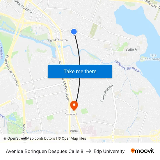 Avenida Borinquen Despues Calle 8 to Edp University map