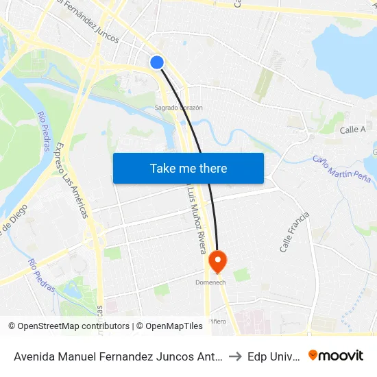 Avenida Manuel Fernandez Juncos Antes Calle Mayol to Edp University map