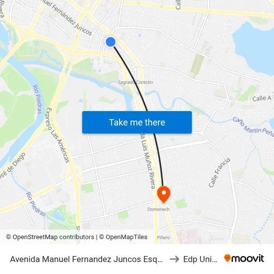 Avenida Manuel Fernandez Juncos Esquina Calle San Jorge to Edp University map