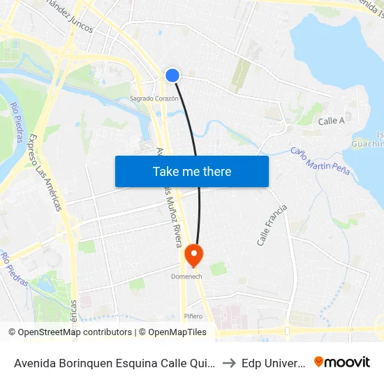 Avenida Borinquen Esquina Calle Quinones to Edp University map