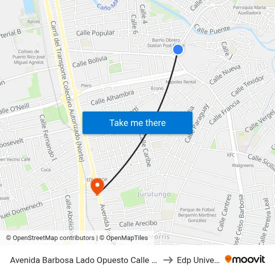 Avenida Barbosa Lado Opuesto Calle Quisqueya to Edp University map