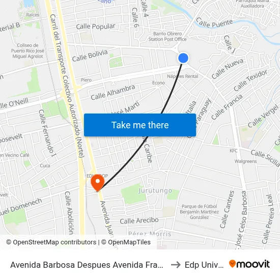 Avenida Barbosa Despues Avenida Franklin D. Roosvelt to Edp University map