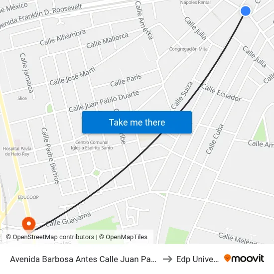 Avenida Barbosa Antes Calle Juan Pablo Duarte to Edp University map