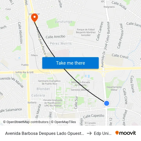 Avenida Barbosa Despues Lado Opuesto Avenida Gandara to Edp University map