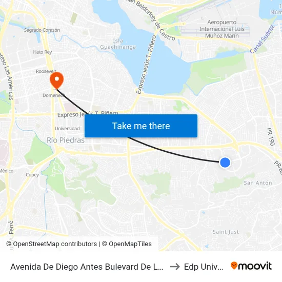 Avenida De Diego Antes Bulevard De La Media Luna to Edp University map