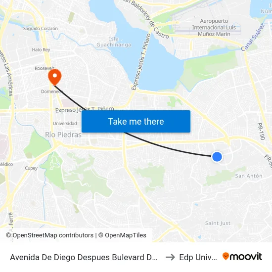 Avenida De Diego Despues Bulevard De La Media Luna to Edp University map