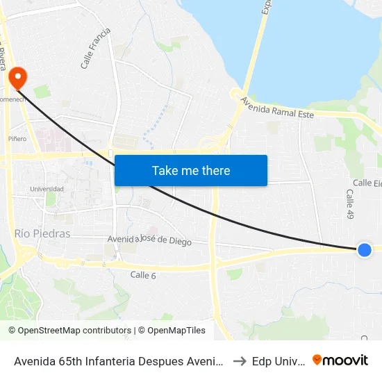 Avenida 65th Infanteria Despues Avenida Monte Carlos to Edp University map
