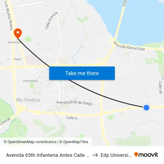 Avenida 65th Infanteria Antes Calle 31 to Edp University map