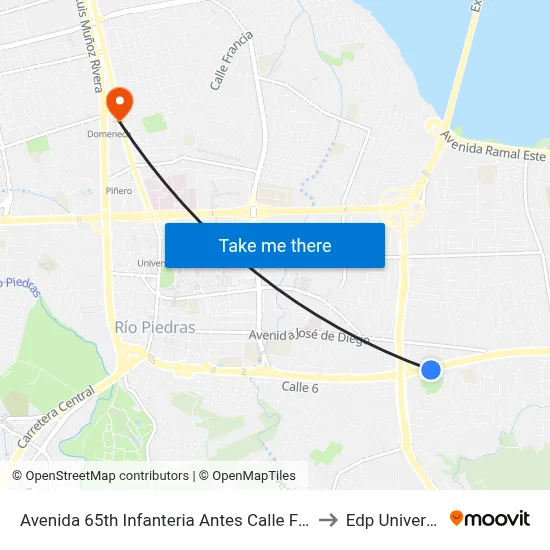 Avenida 65th Infanteria Antes Calle Ferrera to Edp University map