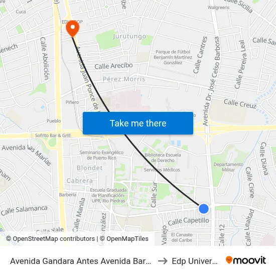 Avenida Gandara Antes Avenida Barbosa to Edp University map