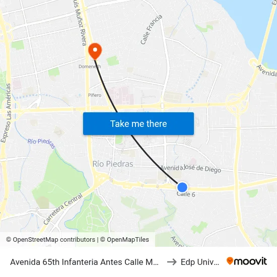 Avenida 65th Infanteria Antes Calle Máximo Alomar to Edp University map