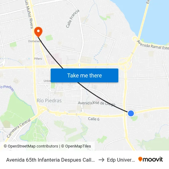 Avenida 65th Infanteria Despues Calle Milan to Edp University map