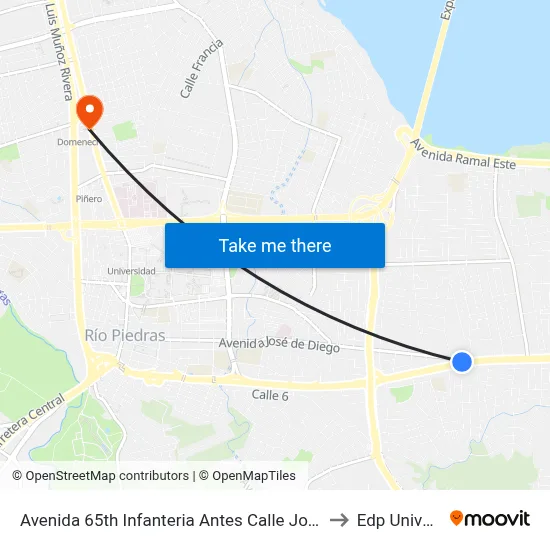 Avenida 65th Infanteria Antes Calle José De Diego to Edp University map