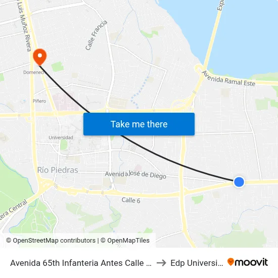 Avenida 65th Infanteria Antes Calle 7a to Edp University map