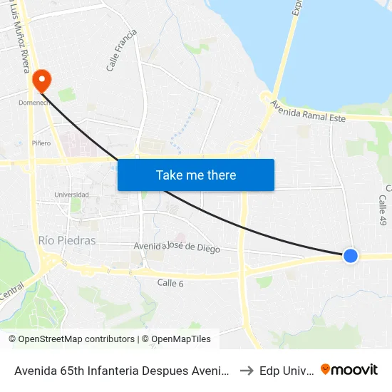 Avenida 65th Infanteria Despues Avenida Simón Madera to Edp University map
