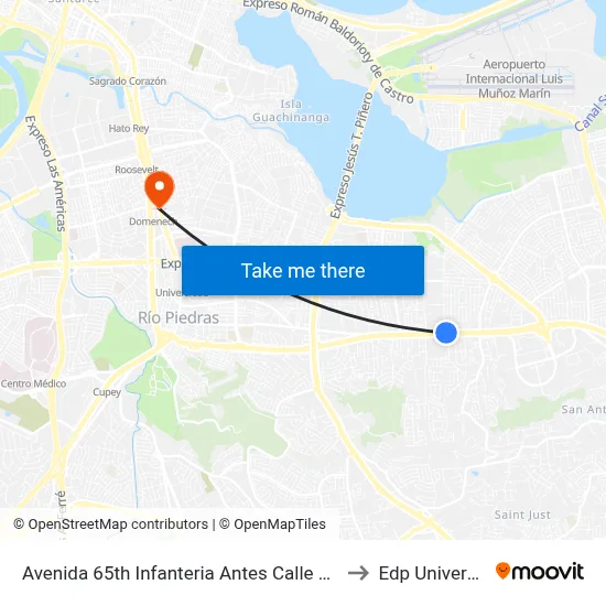 Avenida 65th Infanteria Antes Calle Zurna to Edp University map