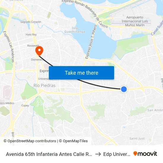 Avenida 65th Infanteria Antes Calle Ruiseñor to Edp University map