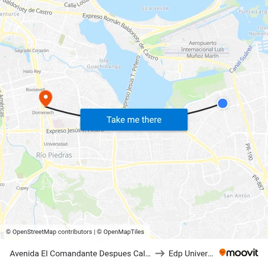 Avenida El Comandante Despues Calle 538 to Edp University map