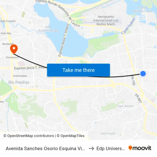 Avenida Sanches Osorio Esquina Via 2 to Edp University map