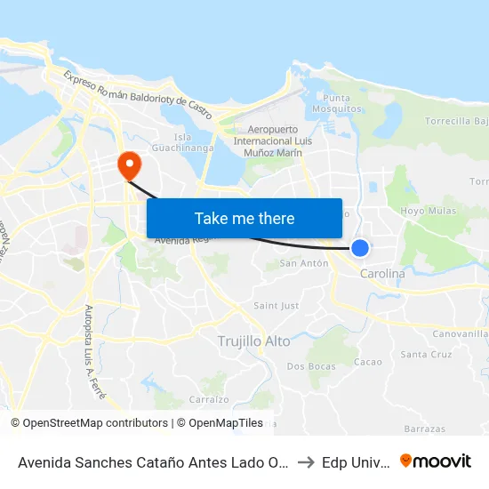 Avenida Sanches Cataño Antes Lado Opuesto Calle 15 to Edp University map