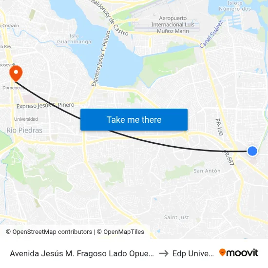 Avenida Jesús M. Fragoso Lado Opuesto Vía 48 to Edp University map